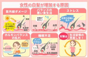 女性の白髪が増加する原因